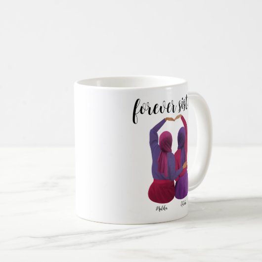 Forever Sisters Personalisiert Hijabi-Geschenk Kaffeetasse (VorderseiteRechts)