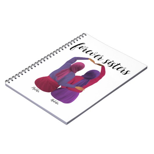 Forever Sisters Personalisiert Hijabi-Geschenk Notizblock (Linke Seite)