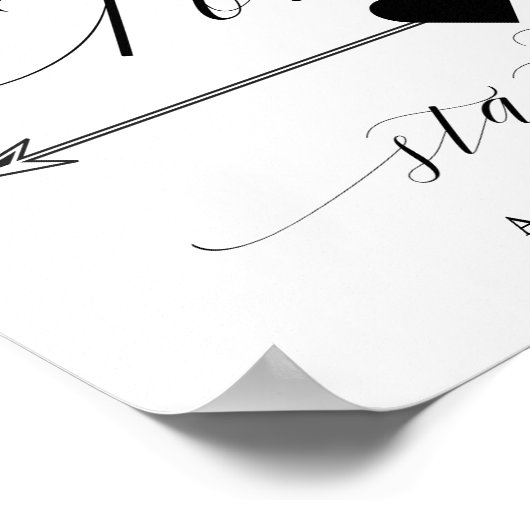 Forever startet hier Script Direction Arrow Sign Poster (Ecke)