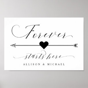 Forever startet hier Script Direction Arrow Sign Poster