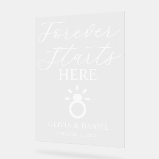 Forever Starts Here Custom Wedding Welcome Acrylschild (Winkel)