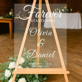 Forever Starts Here Elegant Wedding Welcome Acrylschild