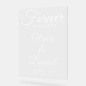 Forever Starts Here Elegant Wedding Welcome Acrylschild (Winkel)