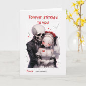 Forever Stitched to You Skeleton Couple Valentine Karte (Gelbe Blume)