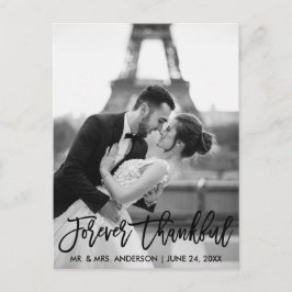 Forever Thankful Brush Script Hochzeit Foto Modern Postkarte