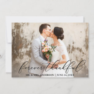 Forever Thankful Elegant Calligraphy Wedding Dankeskarte