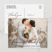 Forever Thankful Elegant Calligraphy Wedding Postkarte (Vorne/Hinten)