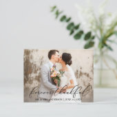 Forever Thankful Elegant Calligraphy Wedding Postkarte (Stehend Vorderseite)