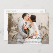 Forever Thankful Elegant Calligraphy Wedding Postkarte (Vorne/Hinten)