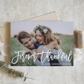 Forever Thankful Modern Calligraphy Wedding Foto Dankeskarte