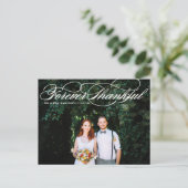 Forever Thankful Skript Hochzeit Vielen Dank Postkarte (Stehend Vorderseite)