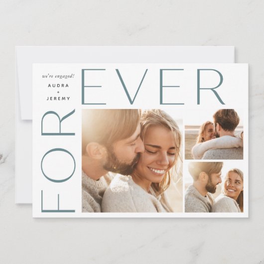 Forever Three Foto Collage Verlobung Ankündigung (Vorderseite)