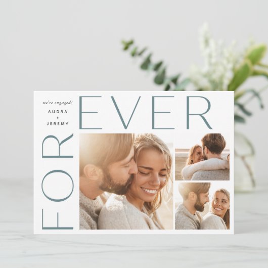 Forever Three Foto Collage Verlobung Ankündigung (Stehend Vorderseite)
