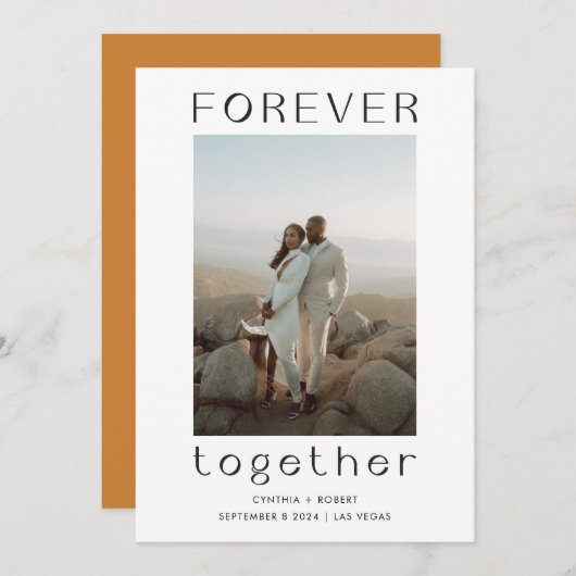 Forever Together Bronze Wedding Announcement Einladung (Vorne/Hinten)