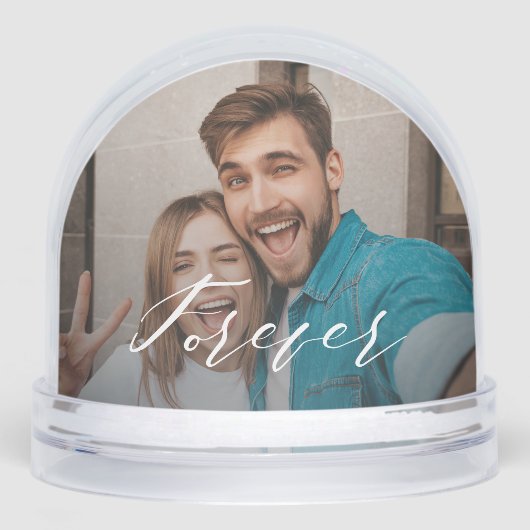 Forever Together Couple 2 Foto Script Keepake Schneekugeln (Vorderseite)