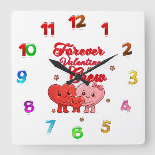 Forever Valentine Crew Quadratische Wanduhr