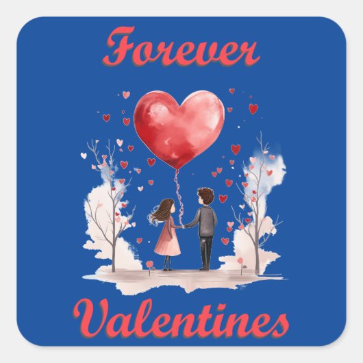 Forever Valentines! Quadratischer Aufkleber (Vorderseite)
