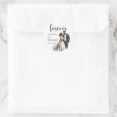 Forever Wedding Black Bride Groom Wasserfarbe Runder Aufkleber (Tasche)