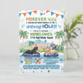 Forever Wild Animals Pool Party Geburtstag Einladung (Stehend Vorderseite)