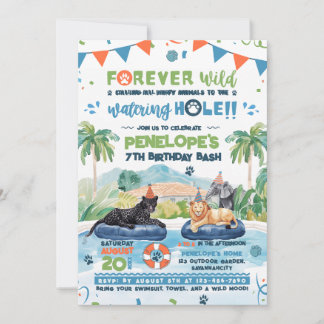 Forever Wild Animals Pool Party Geburtstag Einladung