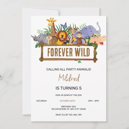 Forever Wild Birthday Einladung (Vorderseite)