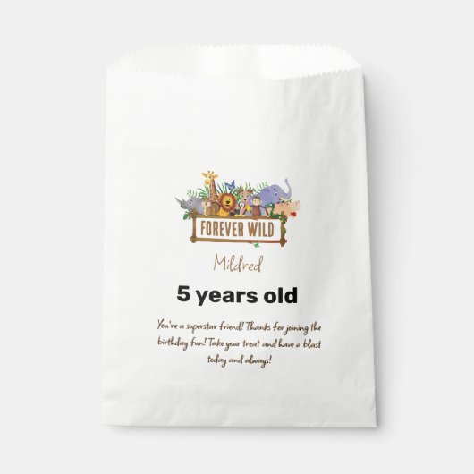 Forever Wild Birthday Favor Bag Geschenktütchen (Vorderseite)