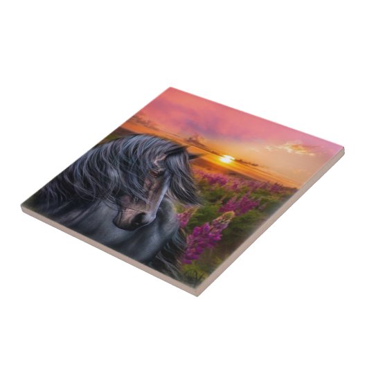 Forever Wild Black Horse Fliese (Seite)