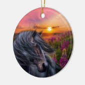 Forever Wild Black Horse Stallion Keramikornament (Links)