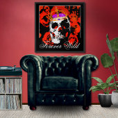 Forever Wild Gothic Skull Rote Rosen Poster