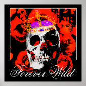 Forever Wild Gothic Skull Rote Rosen Poster (Vorne)