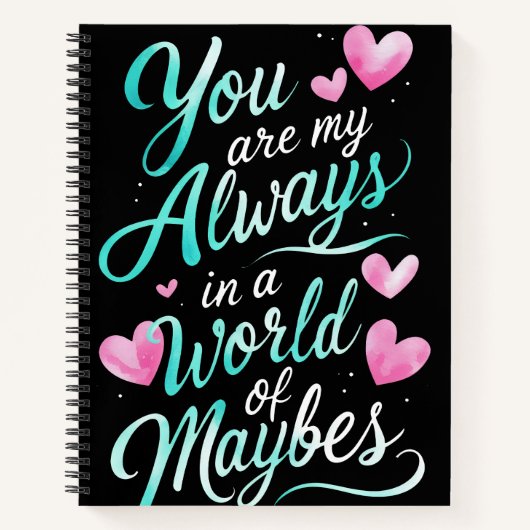 Forever Words" Romantischer Zitat Notizblock (Vorderseite)