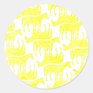 Forever Yellow Unicorn Runder Aufkleber