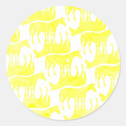 Forever Yellow Unicorn Runder Aufkleber (Vorderseite)