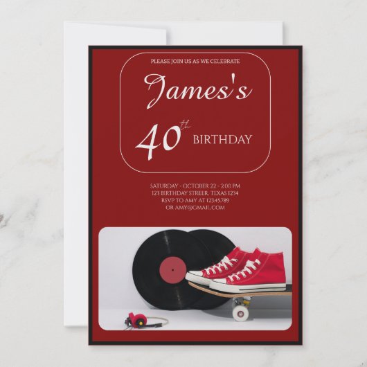 "Forever Young" 40. Geburtstag Einladung für James (Vorderseite)