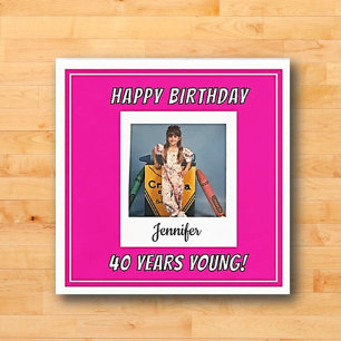 Forever Young Vintag Foto Geburtstag Serviette