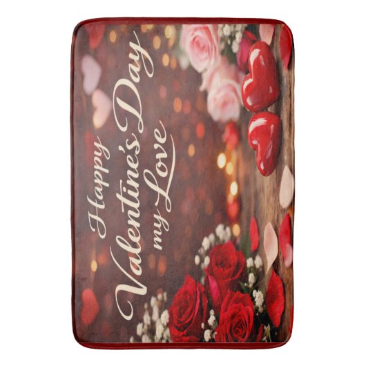 'Forever Your Valentine' Bath Mat Badematte (Vorderseite Vertikal)