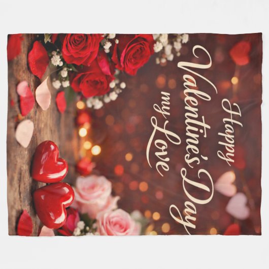 'Forever Your Valentine' Fleece Blanket (Vorderseite (Horizontal))