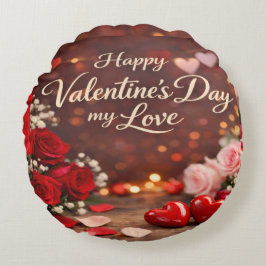 'Forever Your Valentine' Round Pillow Rundes Kissen
