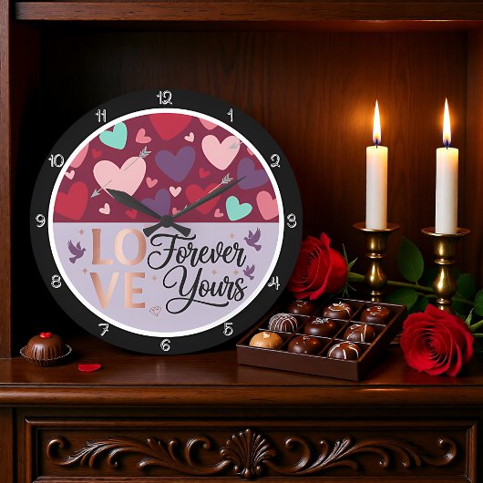 Forever Yours Love Heart Große Wanduhr