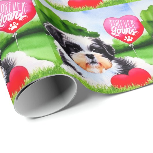 Forever Yours Shih Tzu Watercolor Geschenkpapier (Rolleneckpunkt)
