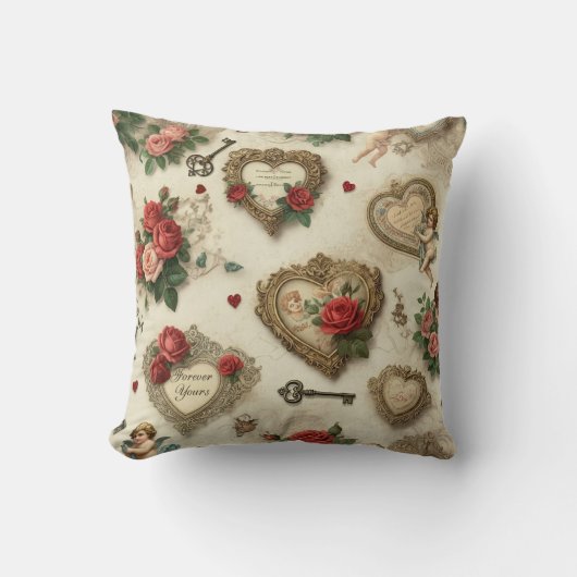 "Forever Yours" Vintages Kissen (Vorderseite)