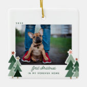 Forever Zuhause First Christmas Pet Rescue Foto Keramikornament (Vorderseite)