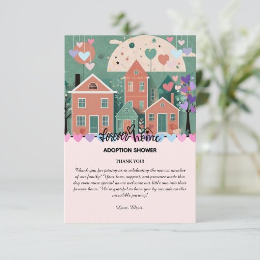 Forever Zuhause Pastel Hearts Adoption Foster Show Dankeskarte (Stehend Vorderseite)