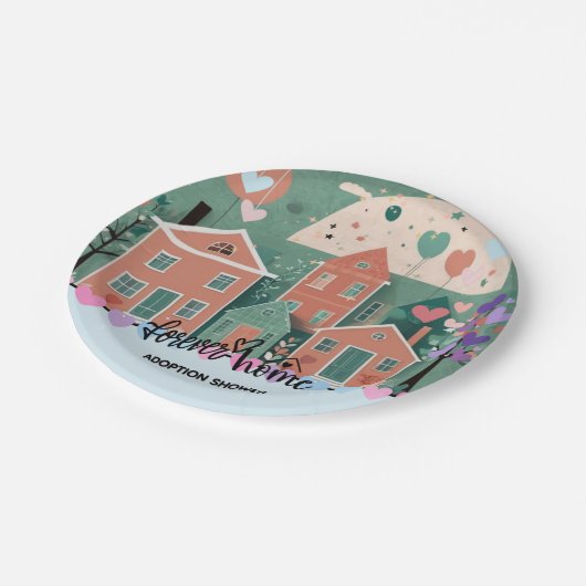 Forever Zuhause Pastel Hearts Adoption Foster Show Pappteller (Schrägansicht)