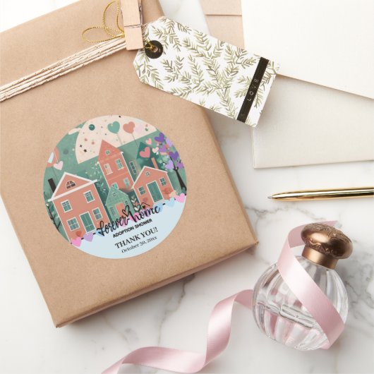 Forever Zuhause Pastel Hearts Adoption Foster Show Runder Aufkleber (Schenken)