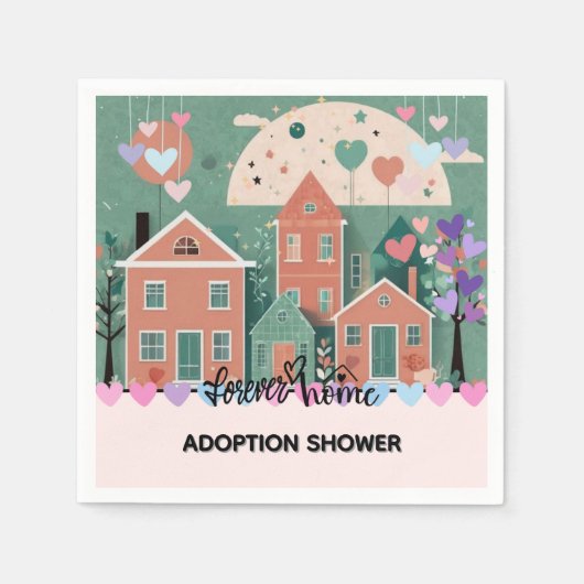 Forever Zuhause Pastel Hearts Adoption Foster Show Serviette (Vorderseite)