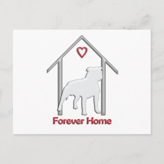 Forever Zuhause White Pitbull Logo Postkarte (Vorderseite)