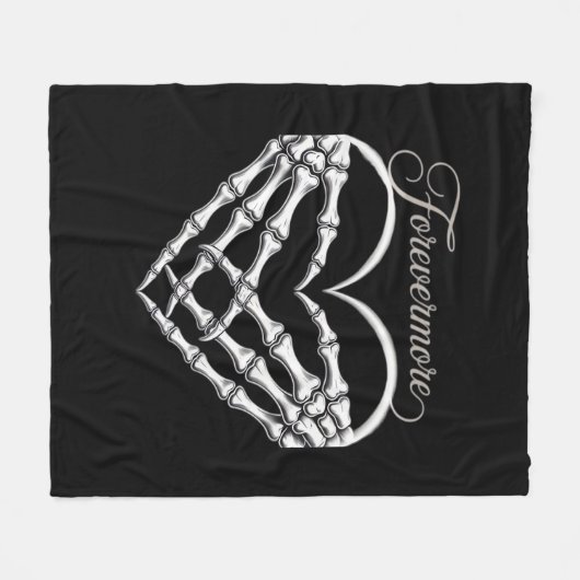 Forevermore Skeleton Hands Herz Gotische Romance Fleecedecke (Vorderseite (Horizontal))