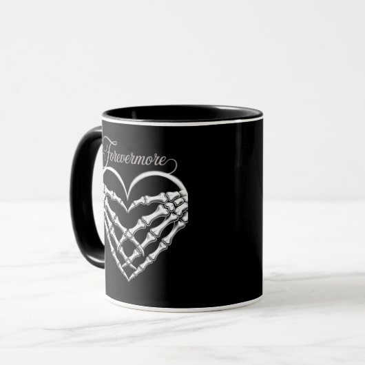 Forevermore Skeleton Hands Herz Gotische Romance Tasse (Vorderseite Links)