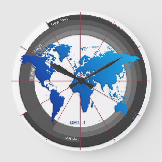 Forex Markets Timezone Clock GMT-1 Große Wanduhr (Vorderseite)